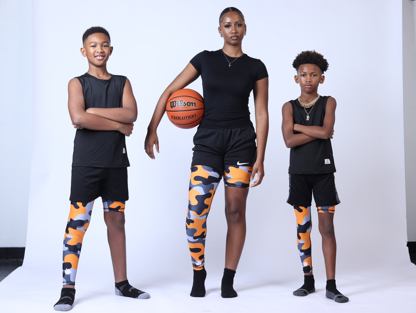Adult Orange Camo One-Leg Compression Pants