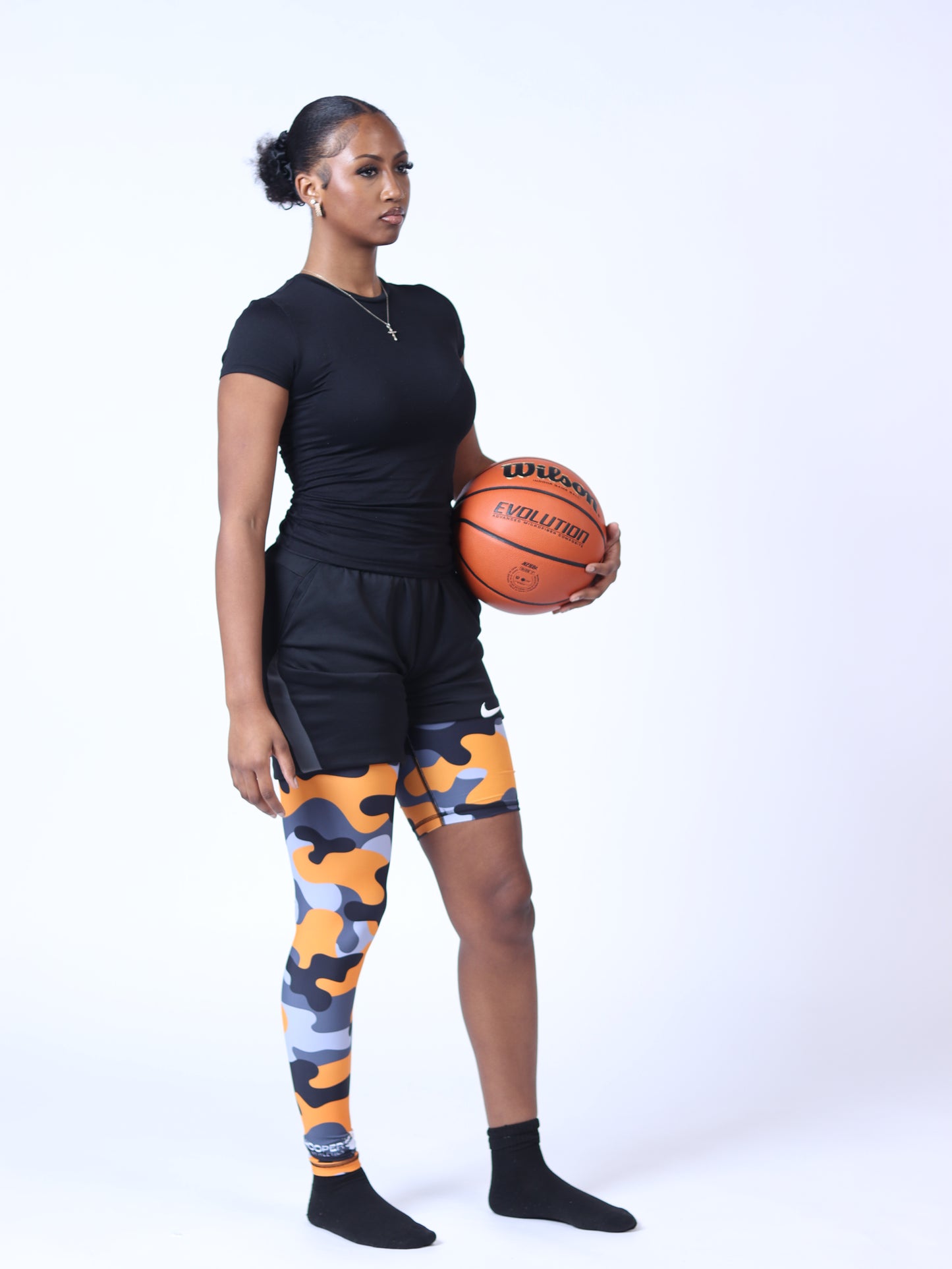 Adult Orange Camo One-Leg Compression Pants