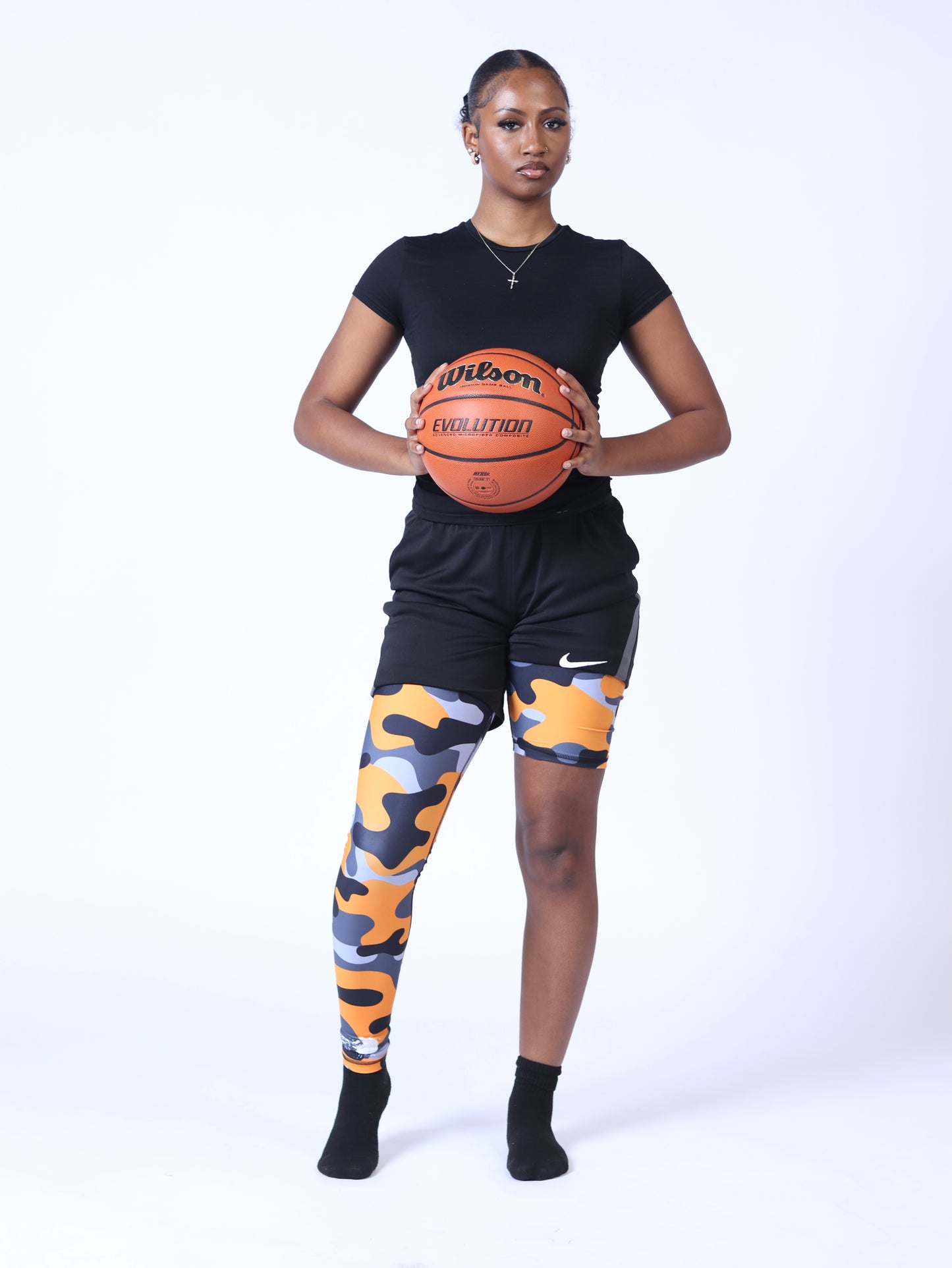 Adult Orange Camo One-Leg Compression Pants