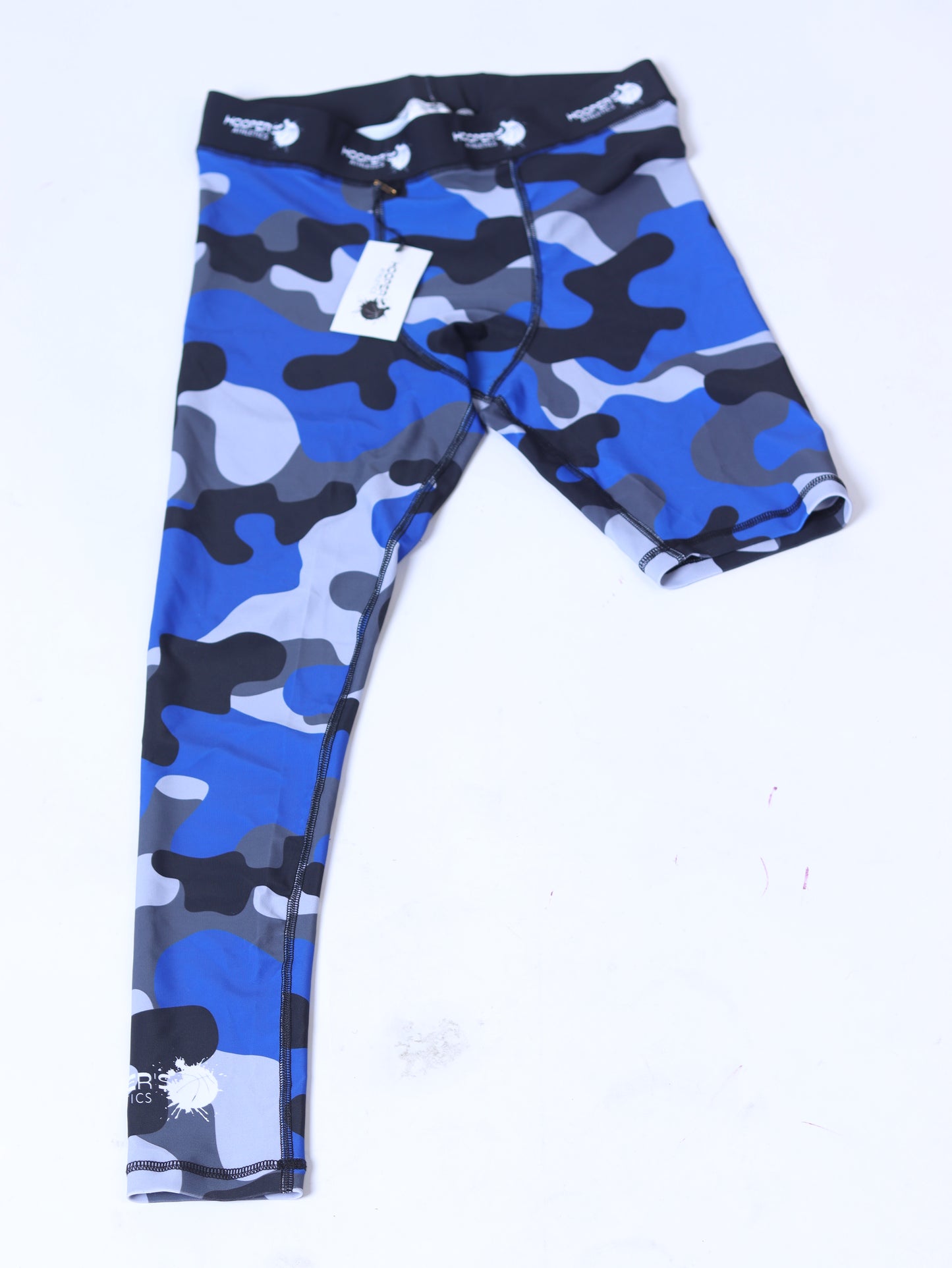 Youth Blue Camo One-Leg Compression Pants
