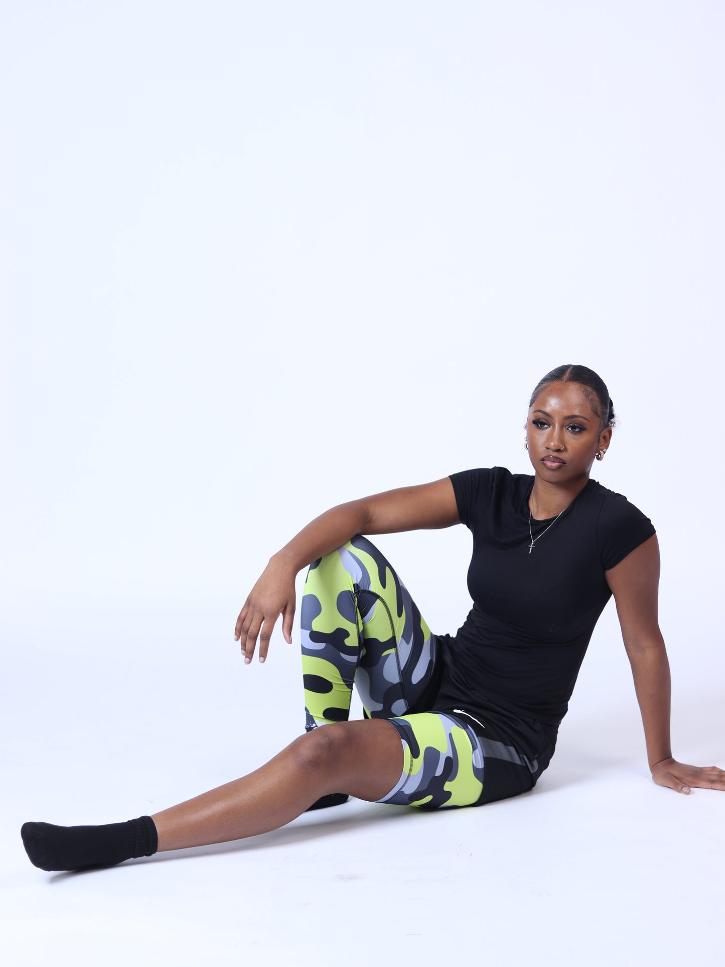 Adult Green Camo One-Leg Compression Pants