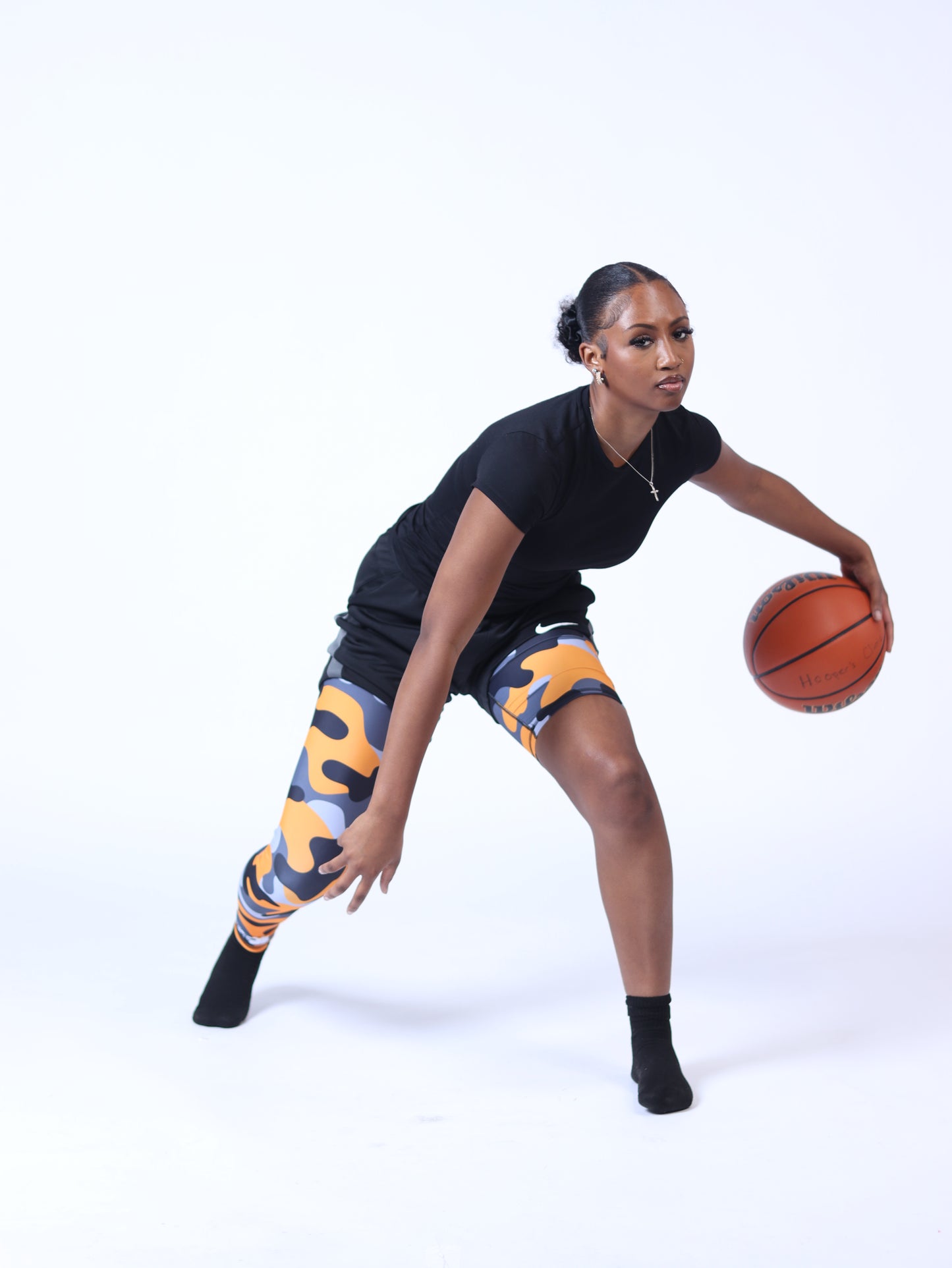 Adult Orange Camo One-Leg Compression Pants